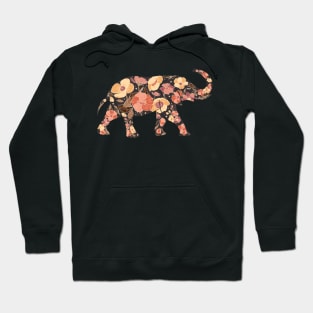 Floral Elephant Silhouette - Retro Apricot Hoodie